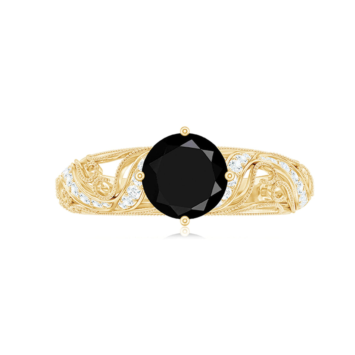 Vintage Inspired Onyx and Diamond Engagement Ring