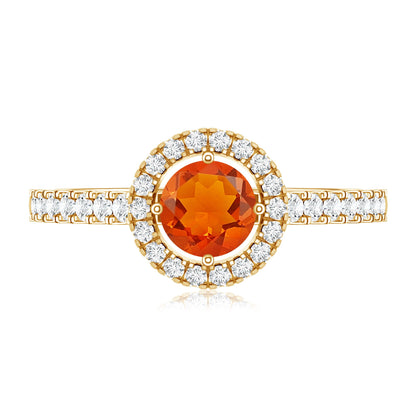 0.45 Carat Real Fire Opal and Diamond Halo Engagement Ring