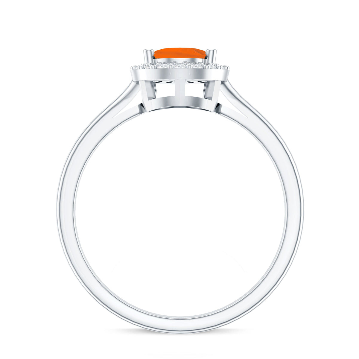 0.6 Carat Teardrop Fire Opal Ring with Diamond Halo