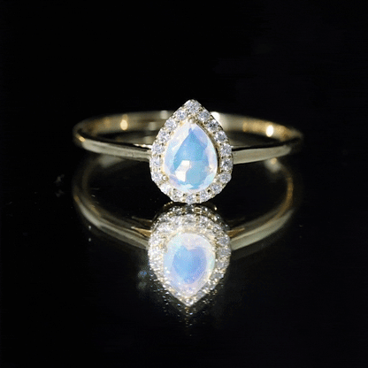 Certified Real 5X7 mm Ethiopian Opal Engagement Ring with Diamond Halo