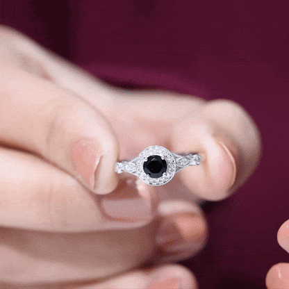 Vintage Inspired Black Onyx and Diamond Engagement Ring