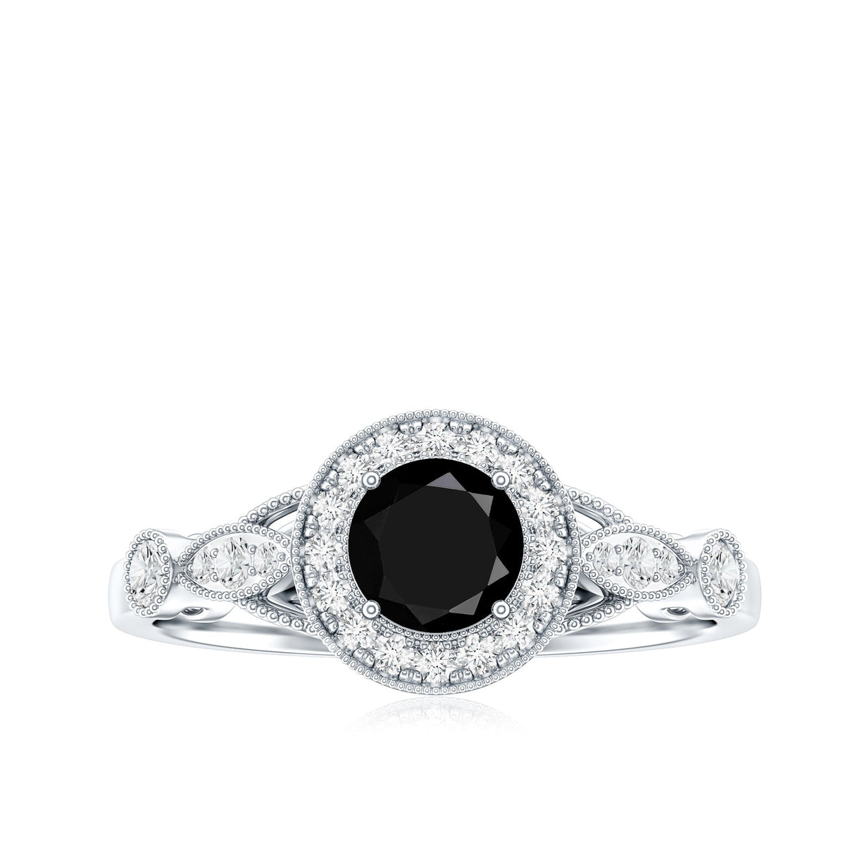 Vintage Inspired Black Onyx and Diamond Engagement Ring