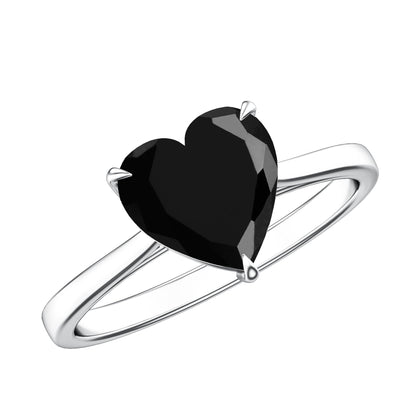 Solitaire Black Onyx Heart Promise Ring for Women