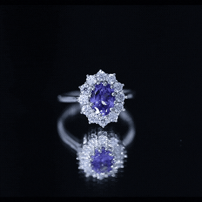 Genuine 1.3 Carat Oval Cut Tanzanite Huge Engagement Ring in Silver