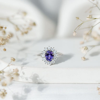Genuine 1.3 Carat Oval Cut Tanzanite Huge Engagement Ring in Silver