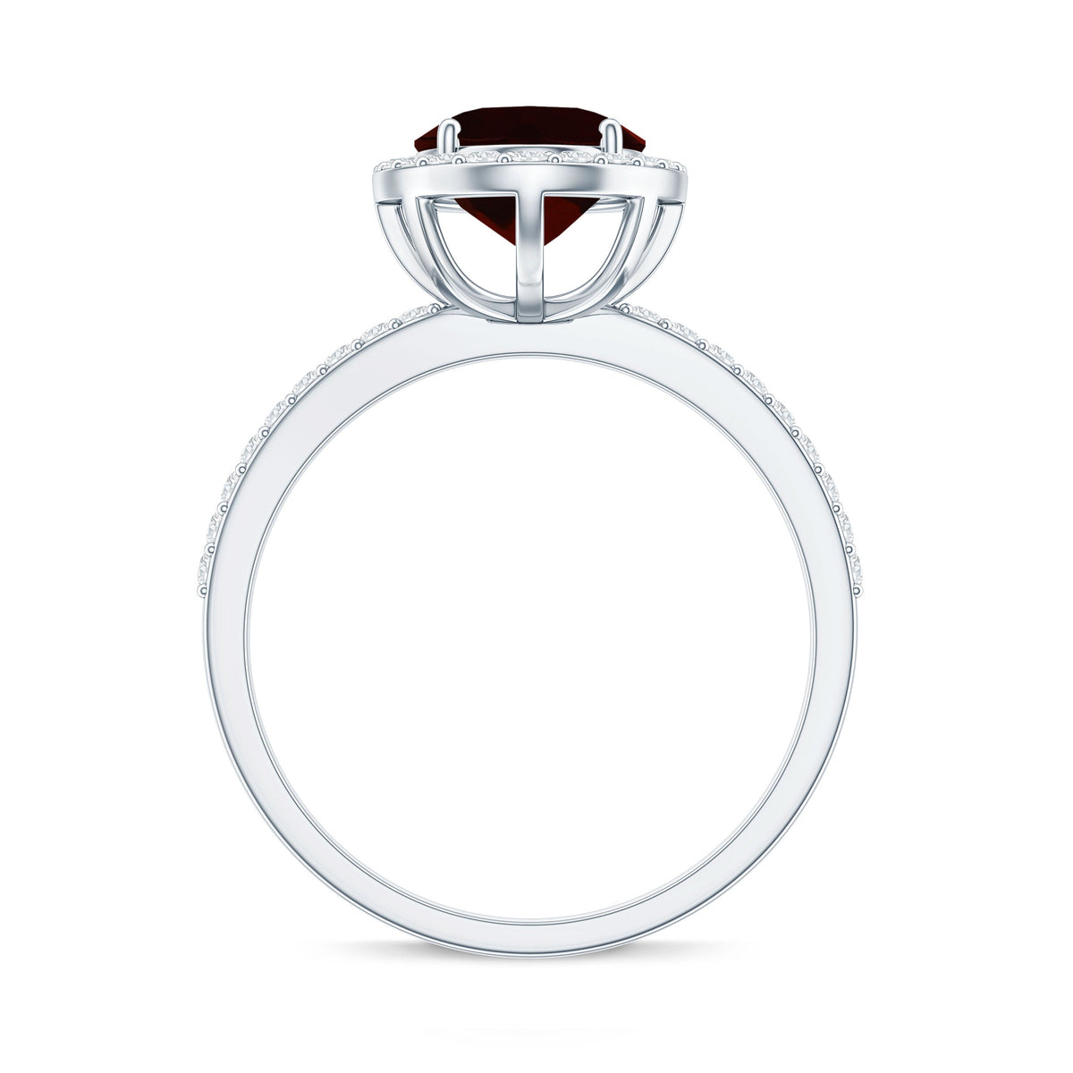 Certified Real 3.6 Carat Garnet Oval Engagement Ring with Diamond Halo
