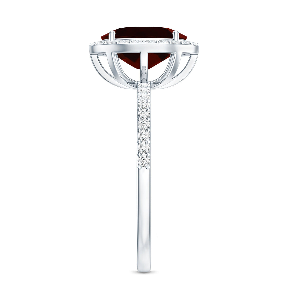 Certified Real 3.6 Carat Garnet Oval Engagement Ring with Diamond Halo