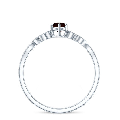 Nature Inspired Garnet Diamond Promise Ring