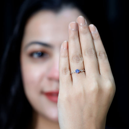 Real Tanzanite and Diamond Promise Ring