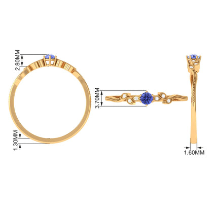 Real Tanzanite and Diamond Promise Ring