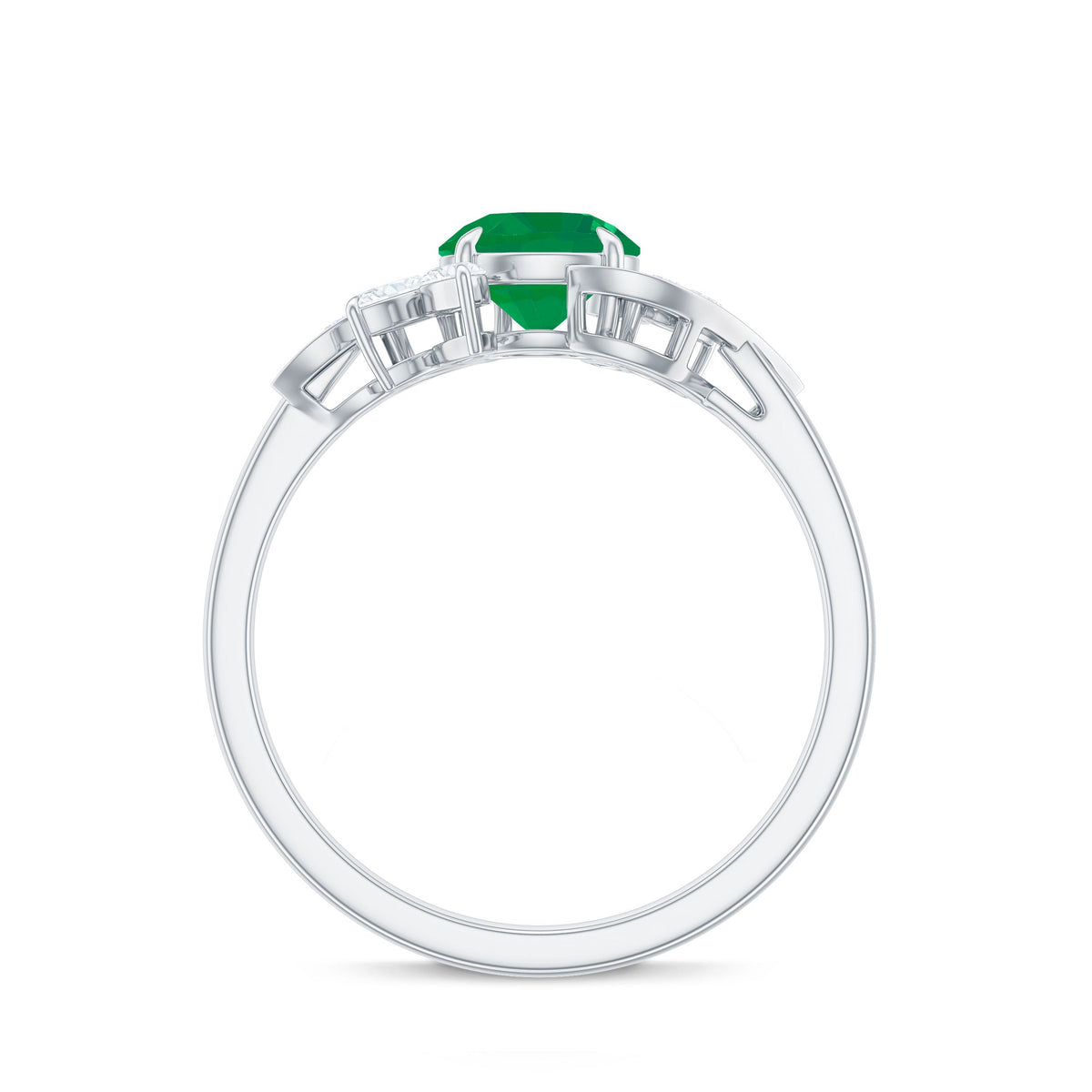 Natural 0.4 Carat Emerald Engagement Ring with Diamond
