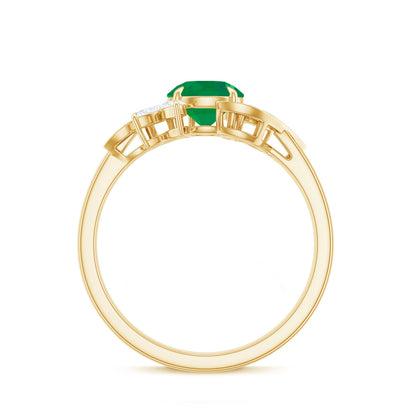 Natural 0.4 Carat Emerald Engagement Ring with Diamond