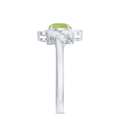 Nature Inspired 2 Carat Peridot Engagement Ring with Diamond