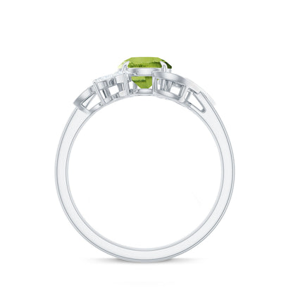 Nature Inspired 2 Carat Peridot Engagement Ring with Diamond
