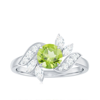 Nature Inspired 2 Carat Peridot Engagement Ring with Diamond
