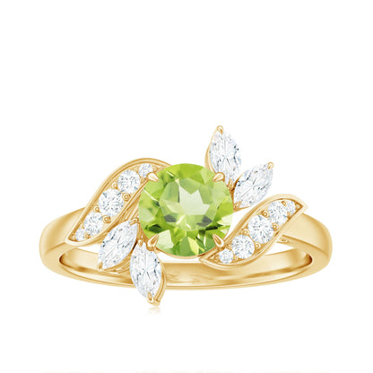 Nature Inspired 2 Carat Peridot Engagement Ring with Diamond