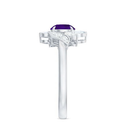 1.2 Carat Nature Inspired Amethyst Engagement Ring with Diamond