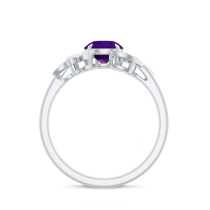 1.2 Carat Nature Inspired Amethyst Engagement Ring with Diamond