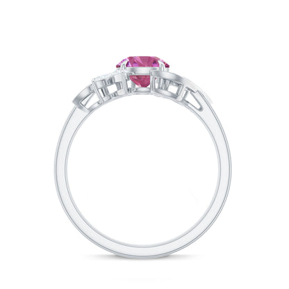 1.2 Carat Pink Tourmaline Flower Engagement Ring with Diamond