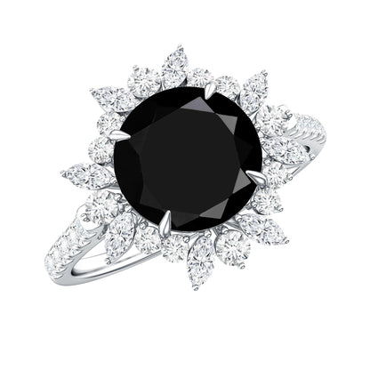 Certified 2 Carat Lab Grown Black Diamond Halo Engagement Ring For Women
