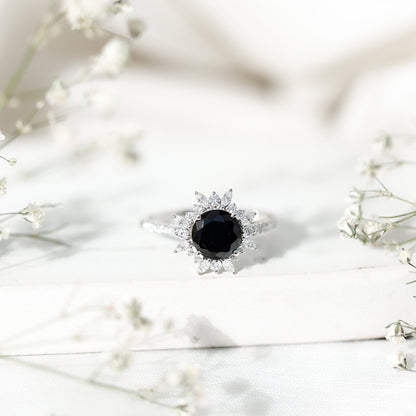 Certified 2 Carat Lab Grown Black Diamond Halo Engagement Ring For Women