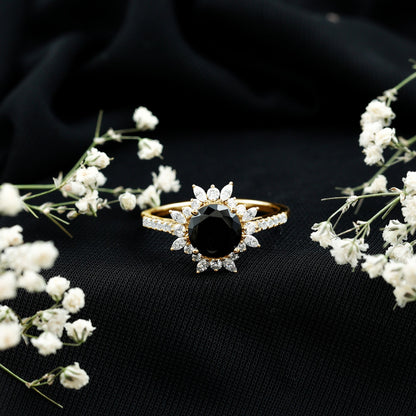 Certified 2 Carat Lab Grown Black Diamond Halo Engagement Ring For Women