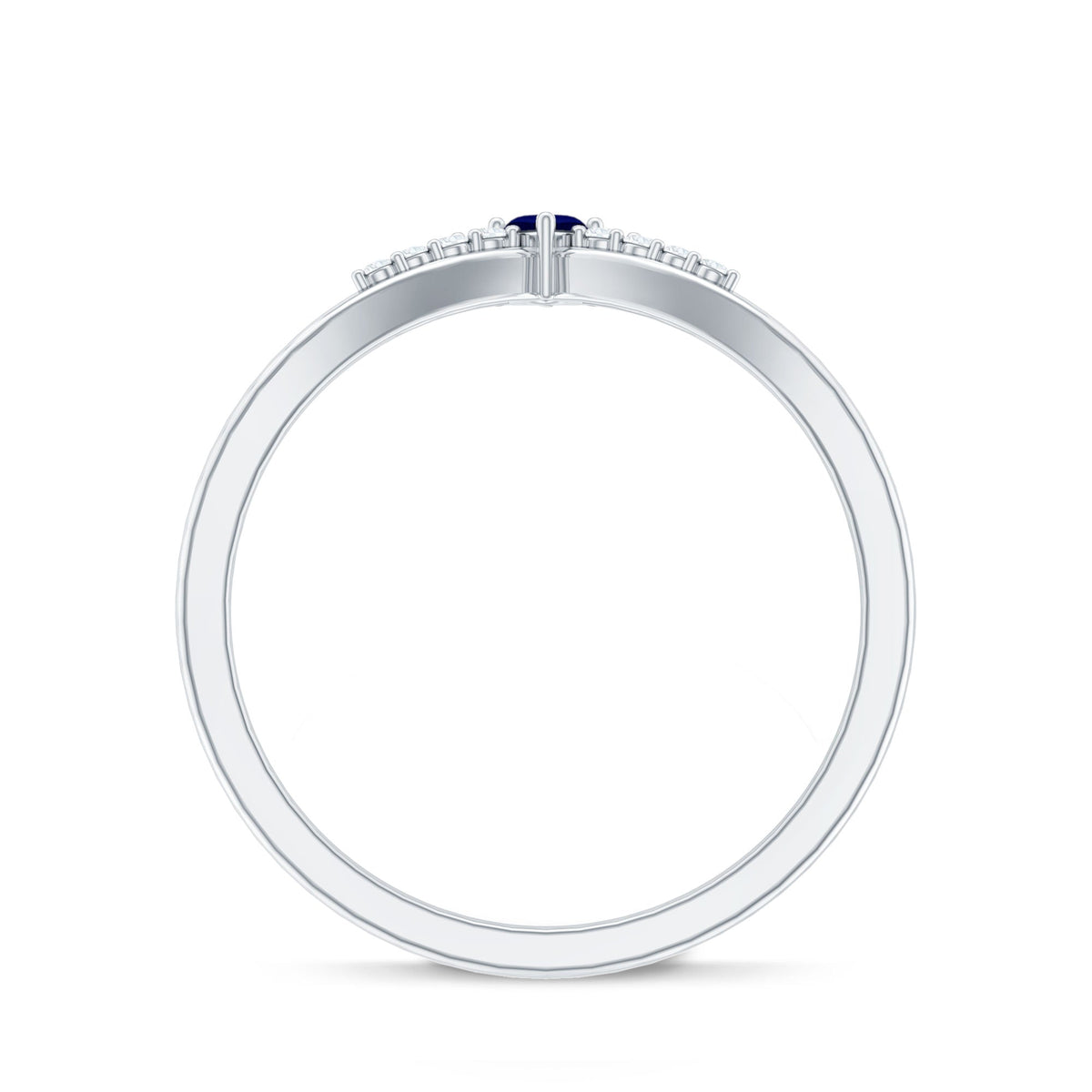 Natural Marquise Blue Sapphire Chevron Enhancer Ring with Diamond