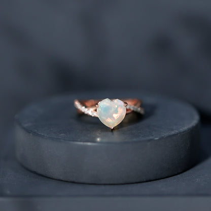 Natural 2 Carat Ethiopian Opal Heart Shaped Engagement Ring With Certificate