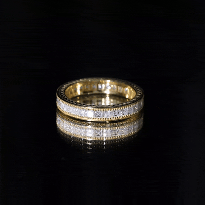 Channel Set Princess Cut Moissanite Eternity Band Ring