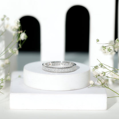 Channel Set Princess Cut Moissanite Eternity Band Ring