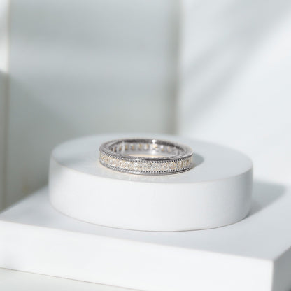 Channel Set Princess Cut Moissanite Eternity Band Ring