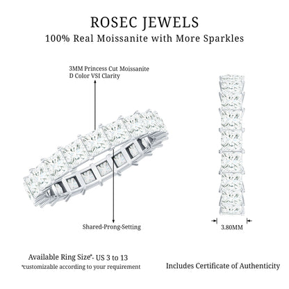 Princess Cut Moissanite Full Eternity Ring with Certificate