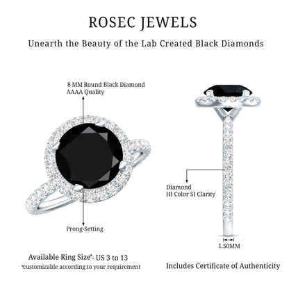 Certified 2 Carat Lab Grown Black and White Diamond Engagement Ring with Halo