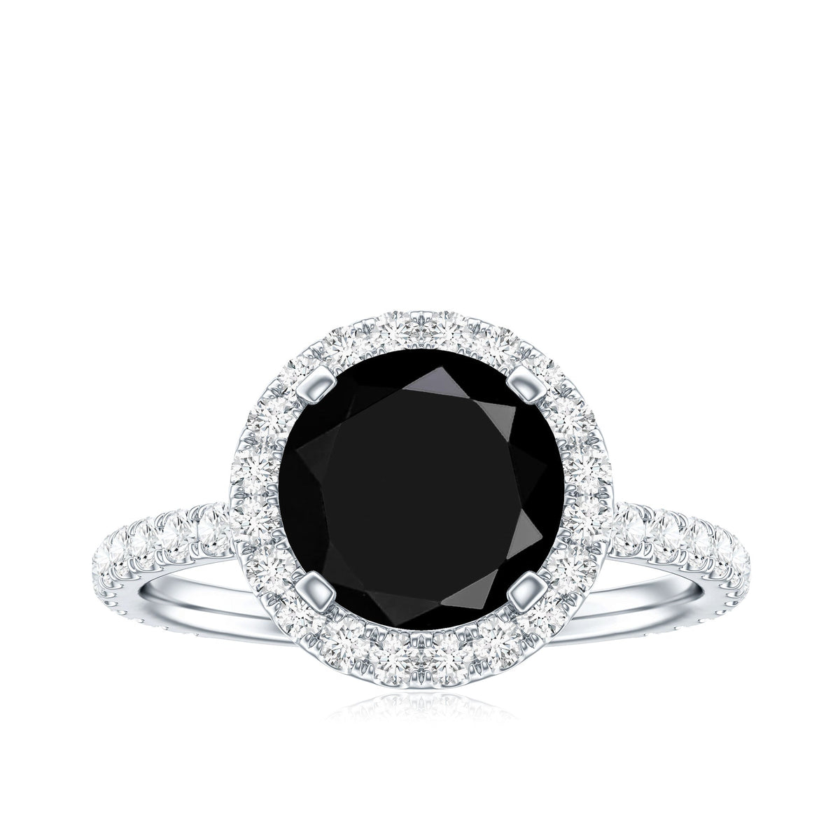 Certified 2 Carat Lab Grown Black and White Diamond Engagement Ring with Halo