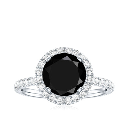 Certified 2 Carat Lab Grown Black and White Diamond Engagement Ring with Halo