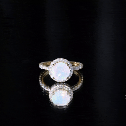 Certified Genuine 2 Carat Ethiopian Opal Engagement Ring with Halo