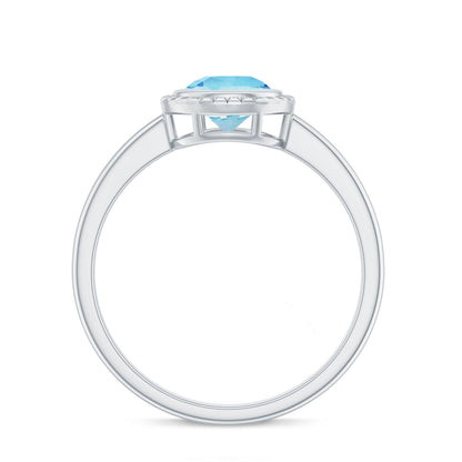 0.8 Carat Bezel Set Round Aquamarine Solitaire Promise Ring