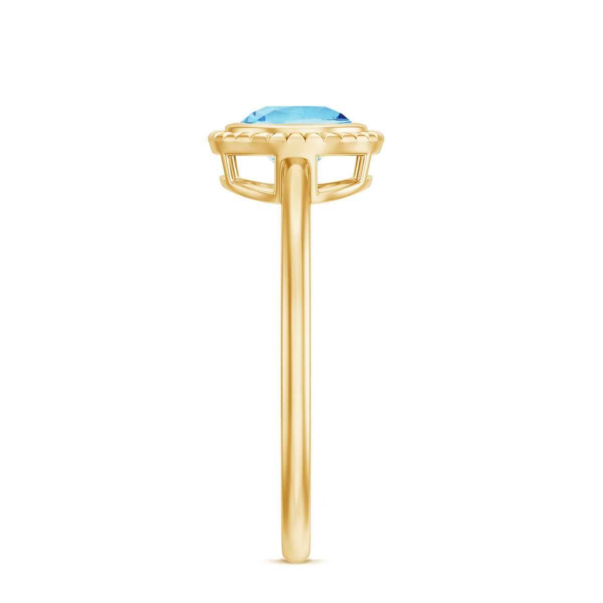 0.8 Carat Bezel Set Round Aquamarine Solitaire Promise Ring