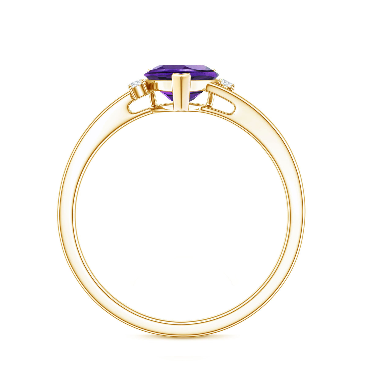Natural 0.9 Carat Amethyst Heart Engagement Ring with Moissanite