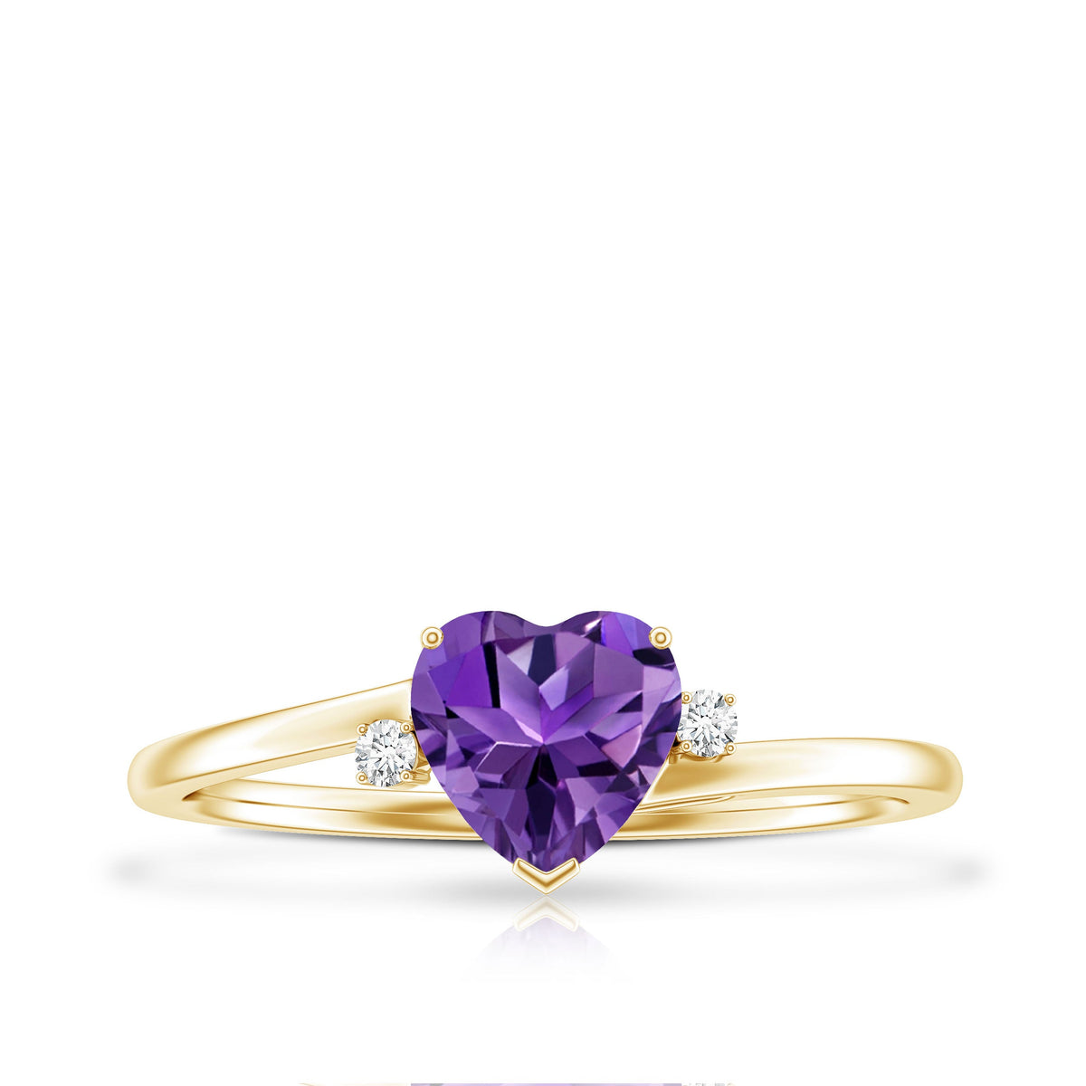 Natural 0.9 Carat Amethyst Heart Engagement Ring with Moissanite