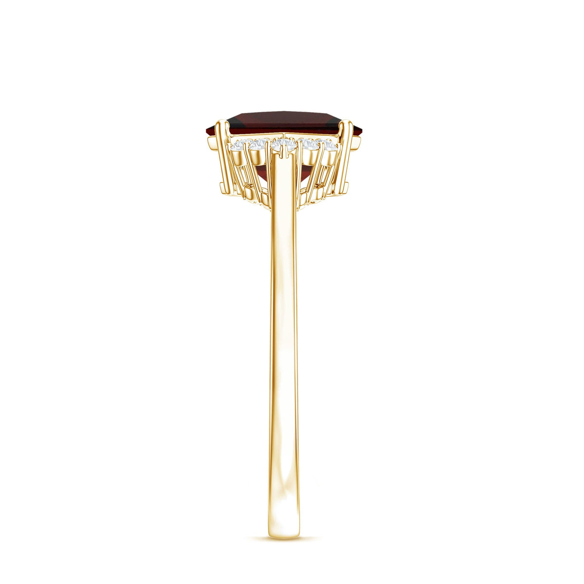 Certified Natural Garnet Princess Cut Engagement Ring with Diamond