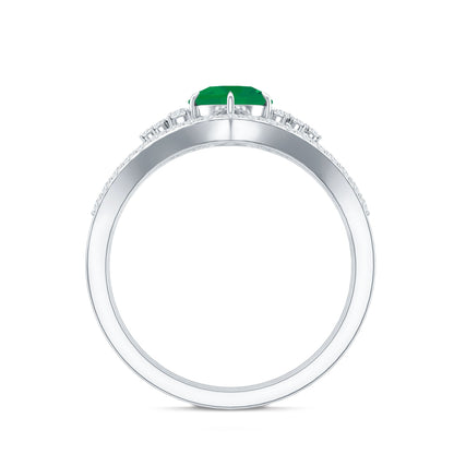 0.4 Carat Natural Emerald Diamond Wedding Bridal Ring Set of 2