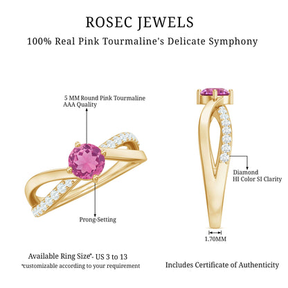 0.4 Carat Pink Tourmaline and Diamond Infinity Engagement Ring