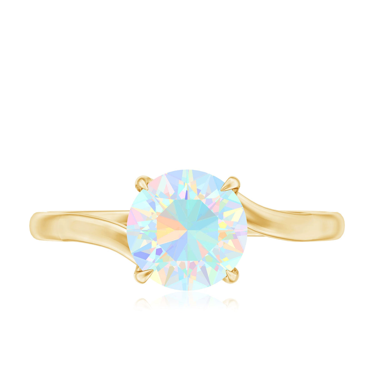 Certified Real Ethiopian Opal Solitaire Engagement Ring with Bypass Shank