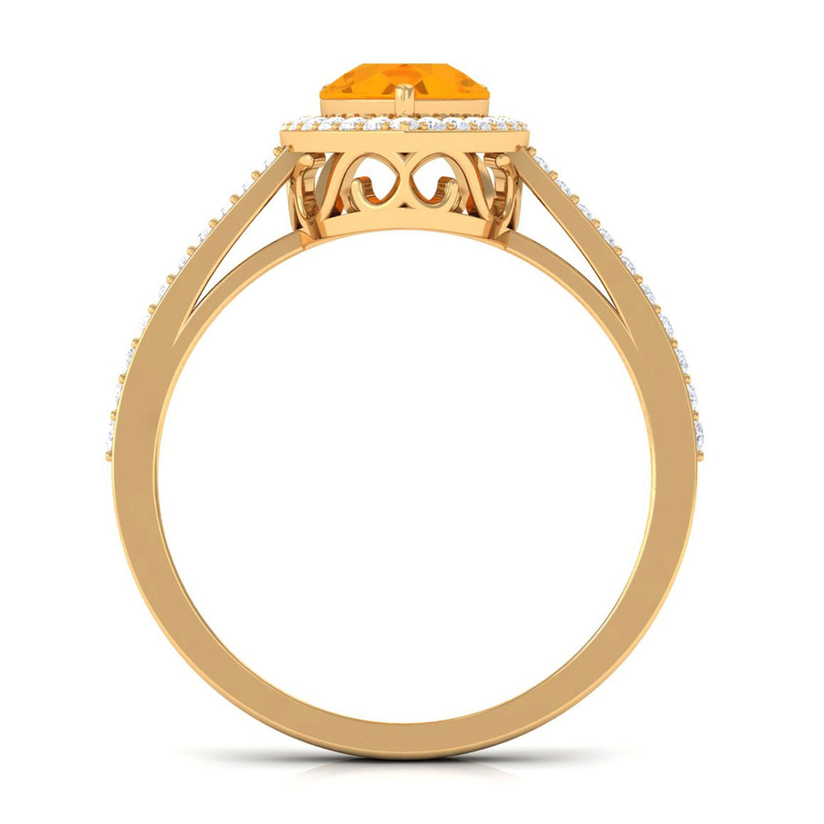 Real 0.6 Carat Fire Opal Teardrop Engagement Ring with Diamond Halo