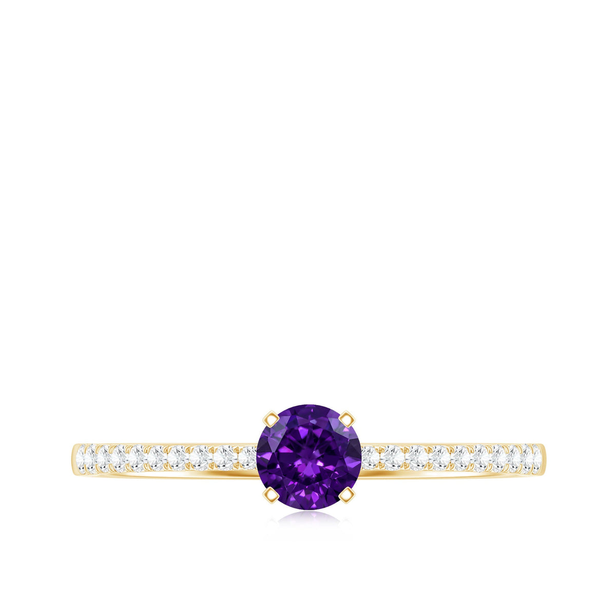 Real Amethyst Promise Ring with Diamond for Women
