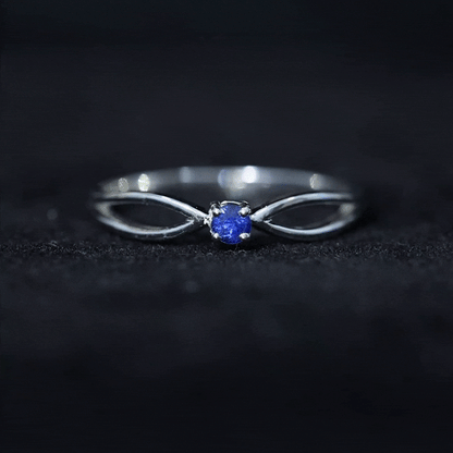 Natural Blue Sapphire Cute Promise Ring with Split Shank