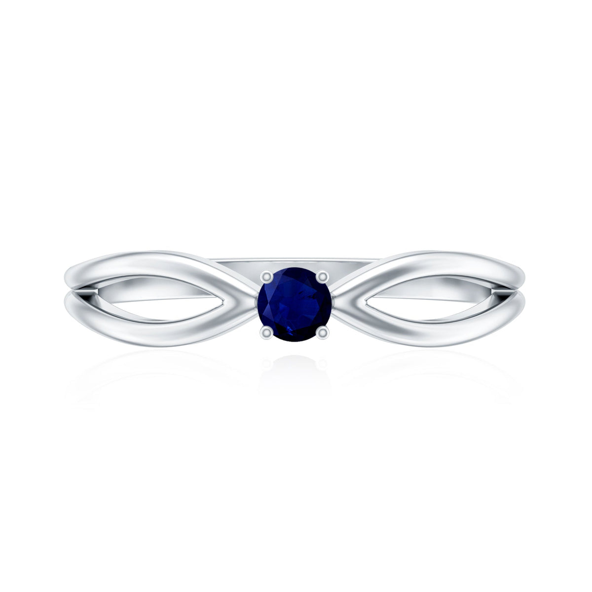 Natural Blue Sapphire Cute Promise Ring with Split Shank