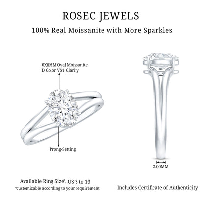 1 Carat Oval Moissanite Engagement Ring With Certificate