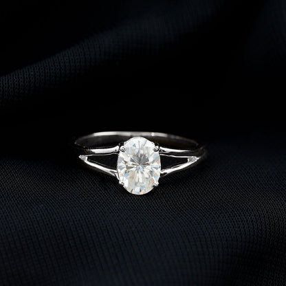 1 Carat Oval Moissanite Engagement Ring With Certificate